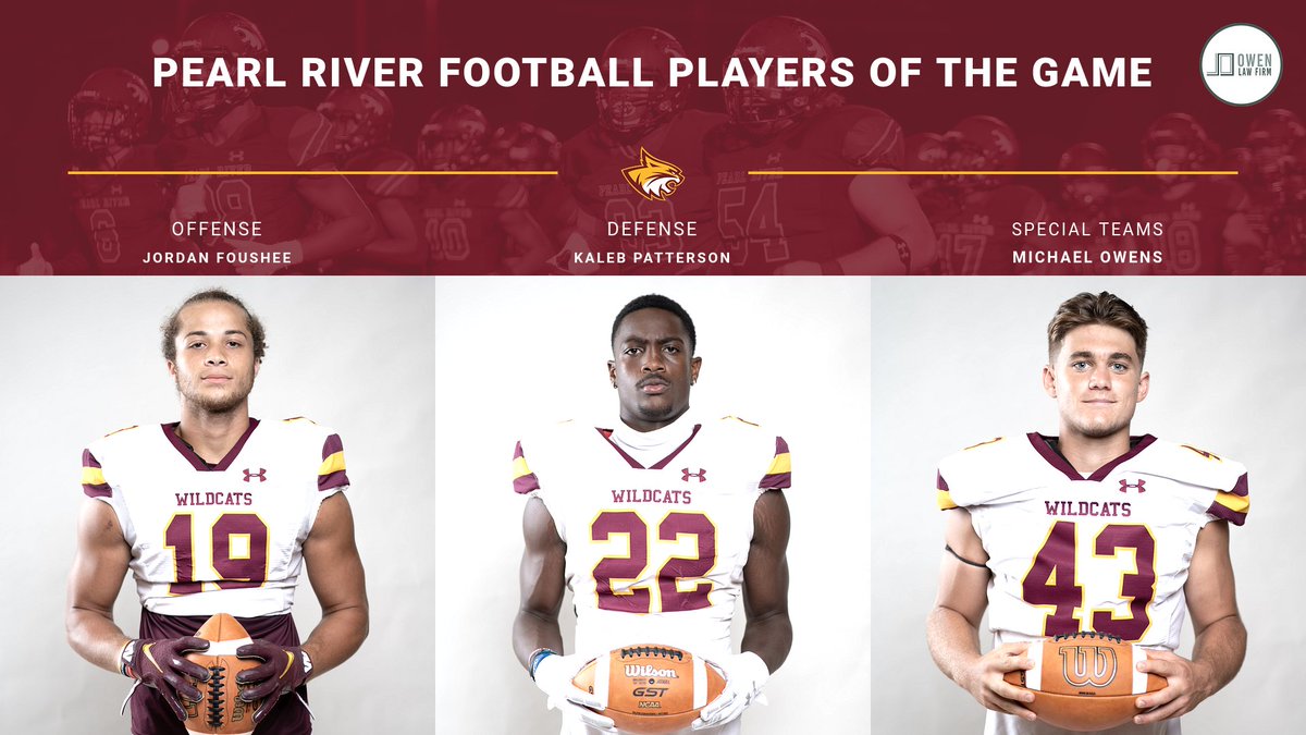 .<a href="/PearlRiverFB/">Pearl River Football</a> has announced its Players of the Game for last week's victory against Copiah-Lincoln! Congrats!👏

#ROARwiththeBEST🐾