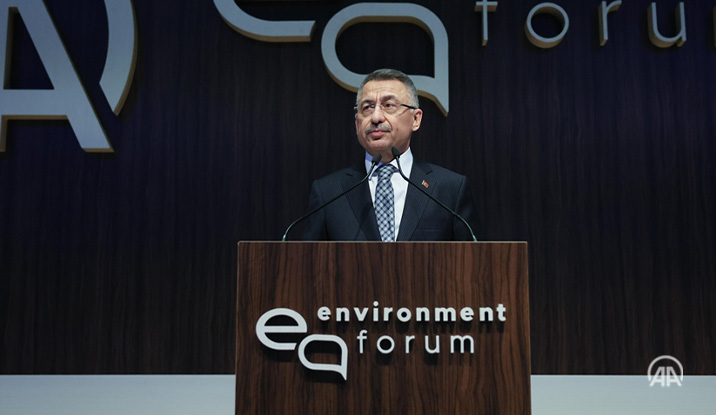 anadoluagency's tweet photo. ❝As a party to the Paris Climate Agreement, Ankara announced its 2053 net zero-emission target and revealed its strong vision on climate change, ❞ Turkish Vice President Fuat Oktay said, addressing Anadolu Agency Environment Forum https://t.co/IJkHfnBBVm https://t.co/1NJjaTFPby