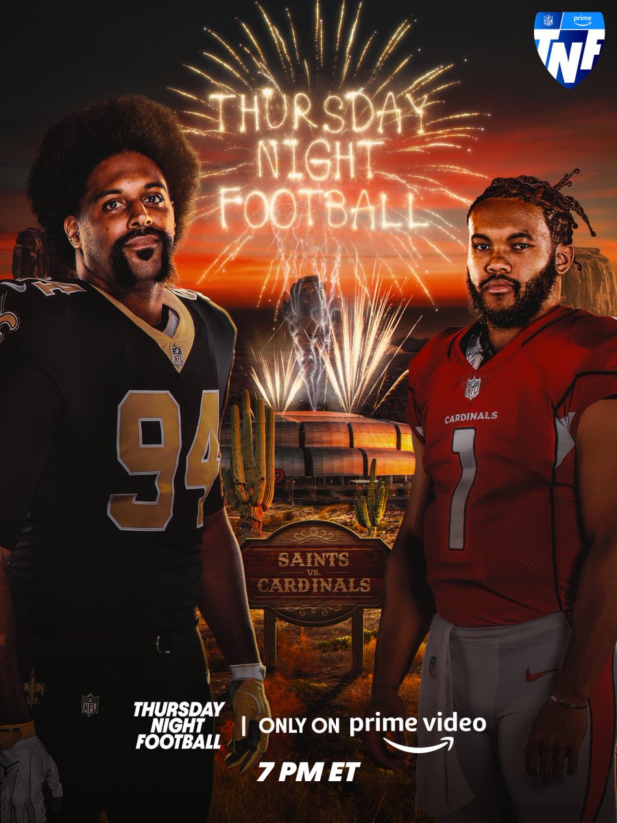 TNF is coming to the desert 🏜 🏈: @Saints vs. @AZCardinals | #TNFonPrime ⏰: Tonight 7 PM ET, only on @PrimeVideo