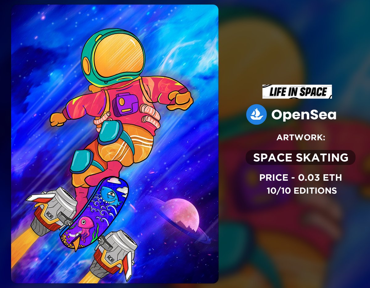 NEW DROP ALERT🚨🚀

Space Skating join astronaut for a wonderful space ride.
price - 0.03Eth only
10/10 editions 
Link - bit.ly/3VGqQ1d

Grabs your before its sold out🙏❤️

#lifeinsapce #NFTCommunity #DigitalArtist #Artists #nftarti̇st #NFTdrops