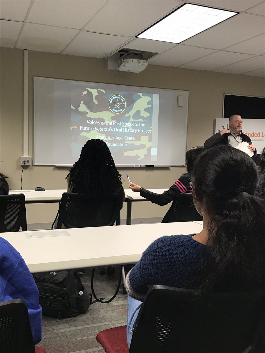 Earlier this week students participated in training for this year’s Veterans Oral History Program with <a href="/USAHEC/">USAHEC</a> 37 students will pair up to collect oral histories of Veterans this year.  #honorandremember #serviceandsacrifice