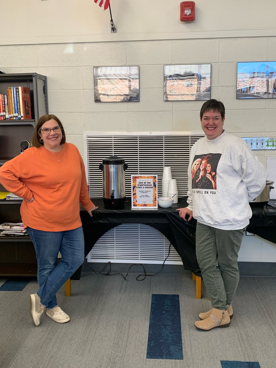 pizitzlibrary's tweet photo. Our annual Cider &amp; Sausage gathering:  It’s always fun to have our friends visit the library ! @pizitzmiddle https://t.co/R3L58ie7aI