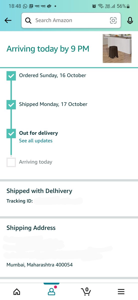 hoozaay's tweet photo. @amazonIN @delhivery @help_delhivery I've been trying to order stools from the 4th of October. @delhivery claimed the address was wrong for the 1st order. After multiple calls over 3 days and assurances by the "Escalation team" I gave up, cancelled and reordered stools. https://t.co/rLYiqPYQ8s