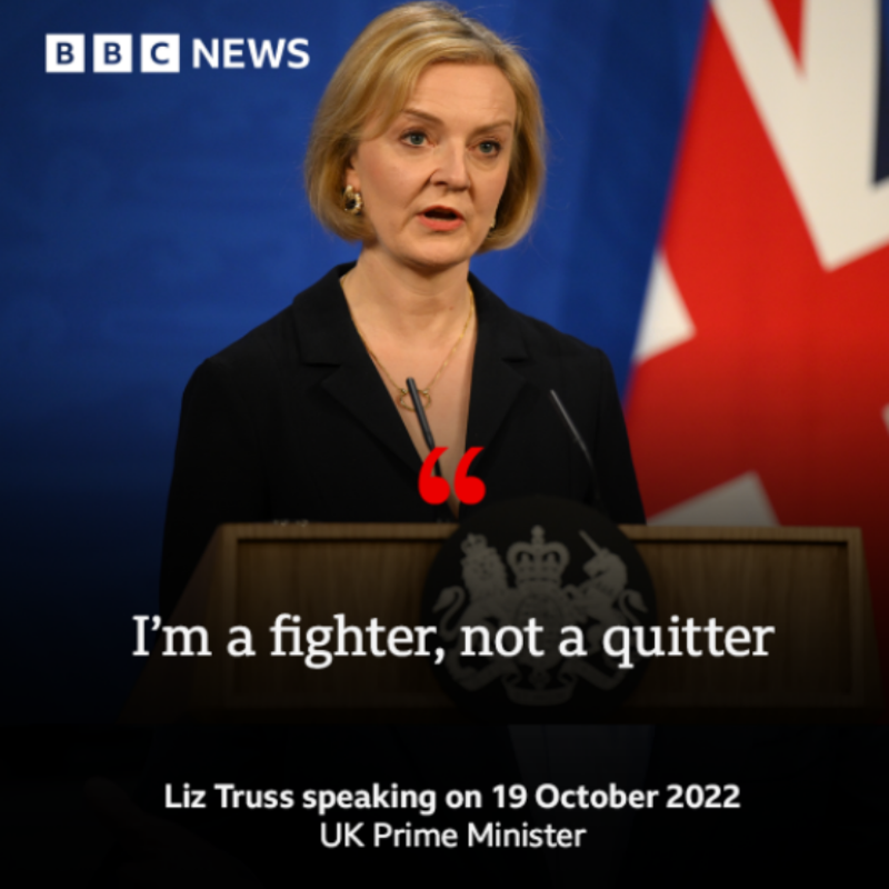 BBCNews's tweet photo. Liz Truss's departure after 45 days in office makes her the shortest-serving PM in UK history