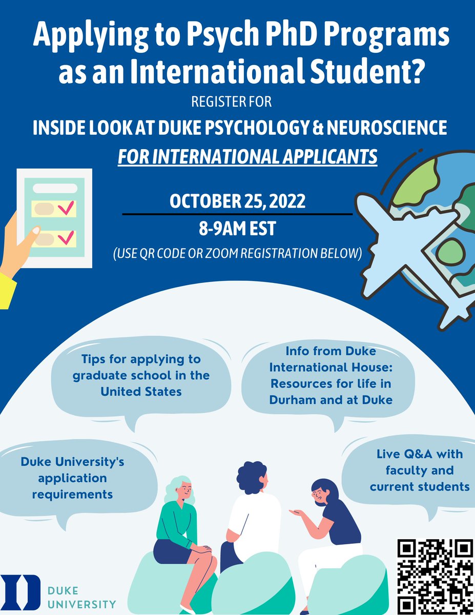 Inside Look at <a href="/DukePsychNeuro/">Duke Psychology & Neuroscience</a> is tomorrow from 4 to 6 pm EST. Looking forward to seeing you there!!

International applicants: join us also on Tuesday, October 25th from 8-9 am EST for additional information useful for your application process**

Registration links below ⬇️⬇️⬇️