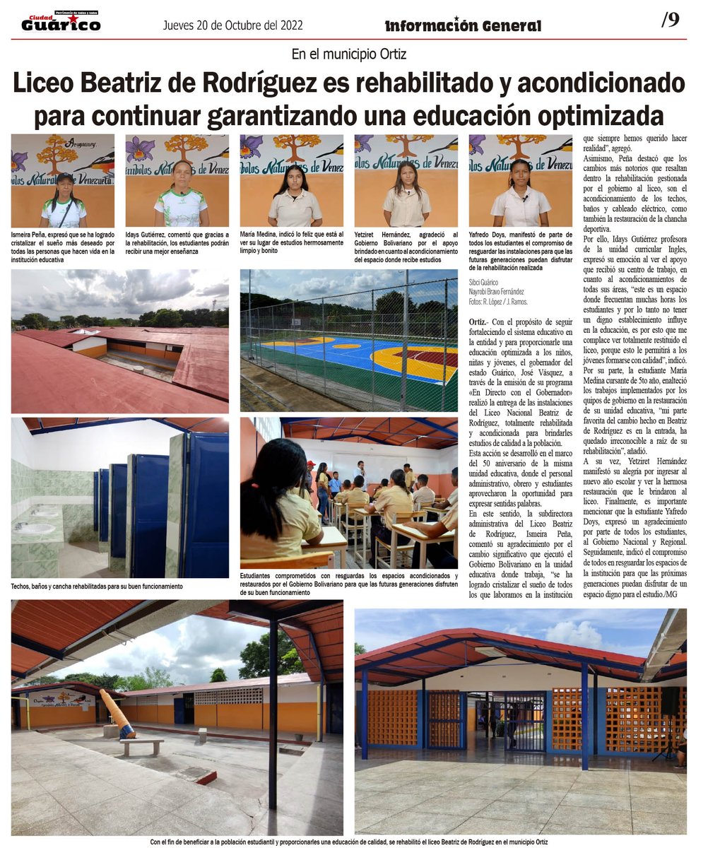CDCEGuarico's tweet photo. #InfoGeneral📰 Liceo Beatriz de Rodríguez es rehabilitado y acondicionado para continuar garantizando una educación optimizada.
@NicolasMaduro
@MPPEDUCACION
@_LaAvanzadora
@Gob_Guarico
@josemvasquez
@ZEGuarico
@RiveroJilberto2
#Guárico
#10AñosDelGolpeDeTimón
#VamosPaLante https://t.co/aI1INxrCkI