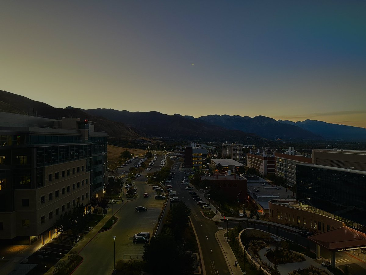 My favorite time of year is when the sunrise over the foothills lines up perfectly with my morning coffee before a case. #beaUTAHful @huntsmancancer @UofUHealth @UofU_Views