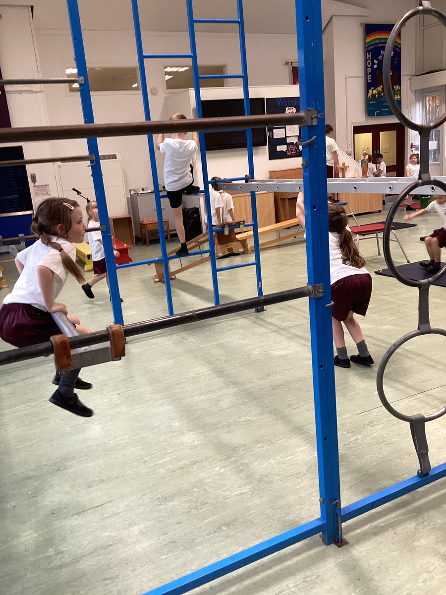 StMattsLL's tweet photo. The year 3 children loved using the climbing frame and vaults today! #standingstance #mats #jumpsrollsbalancing #climbing #travelling https://t.co/V9htnde5k9
