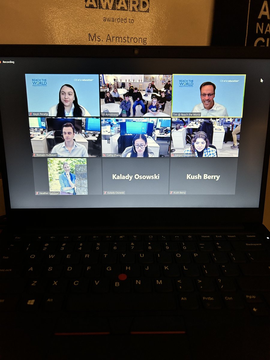 DrJillArmstrong's tweet photo. Thank you! Hosts: @ReachtheWorldco Keyli & Tim; @Citi Romain, Cathy, Megan & Kush for speaking with my classroom today! We appreciate that you took time out to talk to us ab your jobs, Citi, skills for jobs & more! #eforeducation #BelieveinGC #globaleducation https://t.co/3OiL5x3FsA