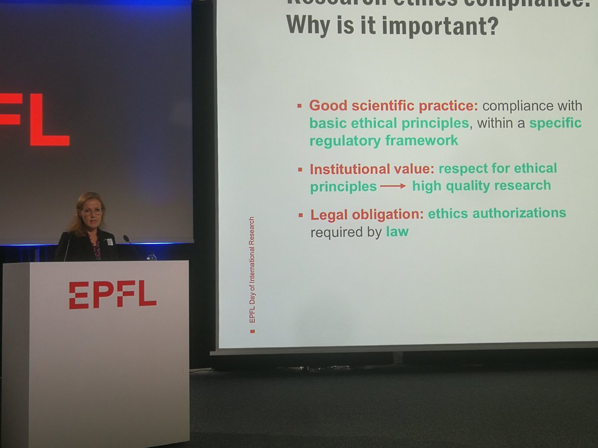 EPFL_ReO's tweet photo. Coming next @EPFL_en Head of Ethics Affairs Team Esther Van der Velde talking about 'Ethics compliance across borders'
#EPFLIntResearch Day https://t.co/mg4KG71MST
