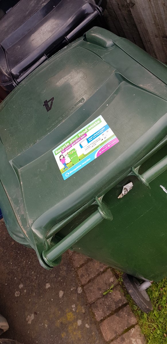 BIG NEWS! Noticed these stickers arriving on some of Shropshire's green bins? After a meeting with Shropshire Council where we told them there wasn't much awareness that some areas of Shropshire can recycle food waste in green bins, they agreed to put on a bin sticker😄♻👍🌎