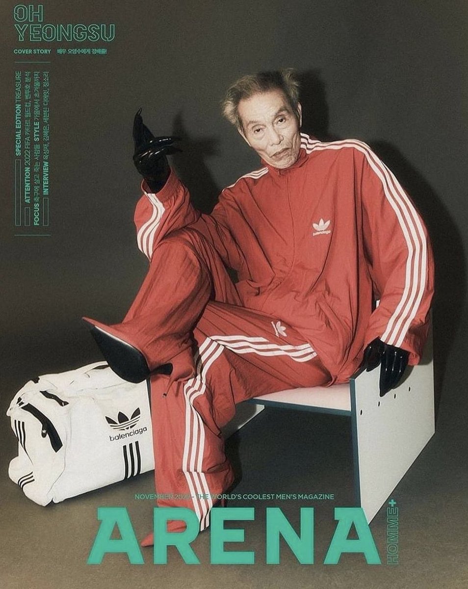 StreetFashion01's tweet photo. O Yeong-su (from Squid Game) for ARENA mag wearing full BALENCIAGA (2022) https://t.co/S25JxyzsKS