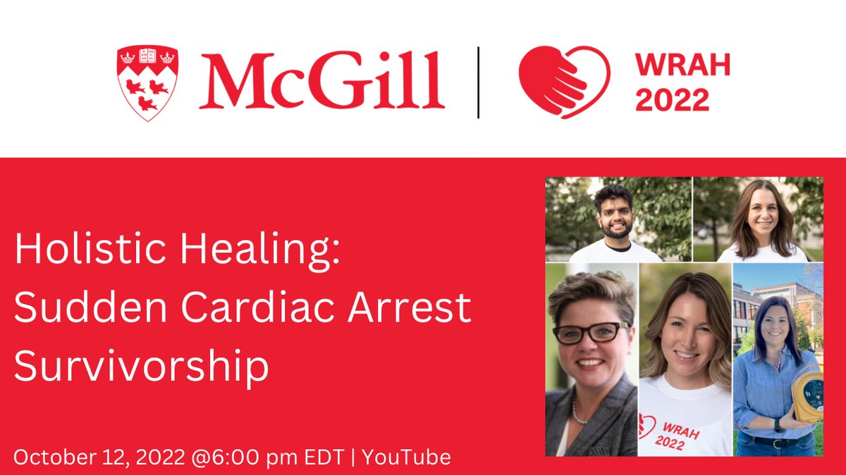 Watch this webcast to hear from #cardiac arrest #survivors and #healthcare professionals! If you missed this panel discussion offered as part of the  #WorldRestartAHeart #McGillWRAH campaign, no worries! You can watch the recording at your convenience: youtu.be/d1MubkYELOA