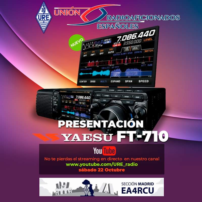 ℹEste Sábado 2️⃣2️⃣ de Octubre gracias a <a href="/Proyecto4SA/">Proyecto 4</a> tendremos la presentación del nuevo #yaesu
#ft710 #sdr a través de YouTube 👇🎞 suscribete y recibe el aviso🔔 
cutt.ly/vB0RPIO
#transceiver #hamradio #hamr
#radioaficionado #radioaficion
 #radioaficionados #SomosURE