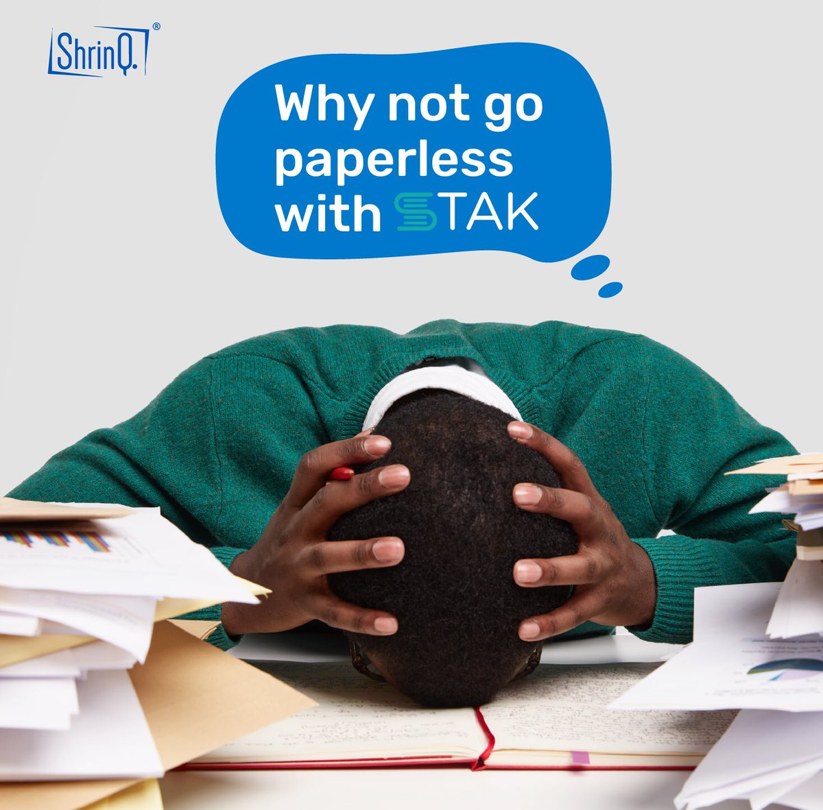 shrinqghana's tweet photo. Why go through this stress of paperwork at the office? Get in touch with ShrinQ today for all your software needs.
#shrinqghana
#stakerp
#SoftwareDeveloper
#technology
#paperlesswithstak https://t.co/pGSxUKDHyS