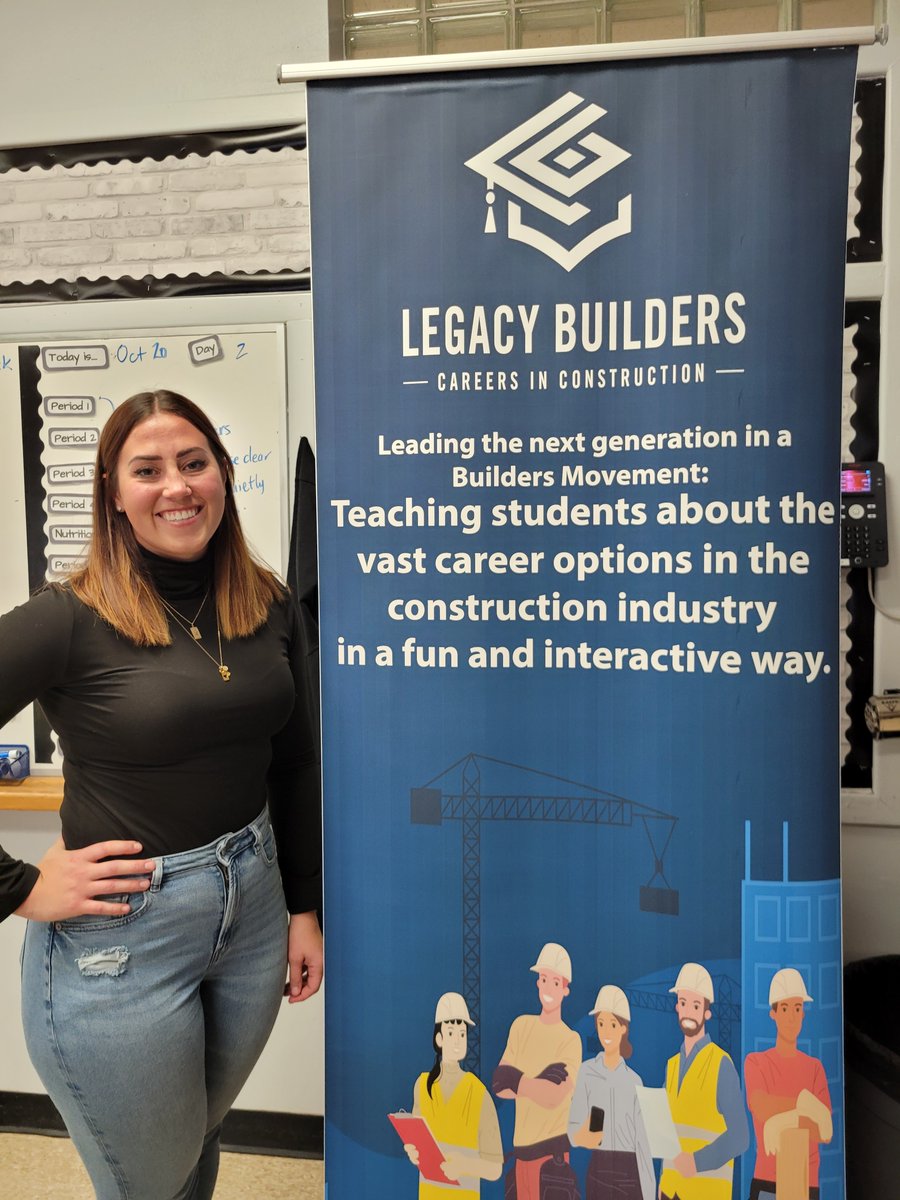 mcgwrdsb's tweet photo. Christina Shantz leading the learning in 7-1 and 7-3 today about the amazing opportunities in the construction industry @legacybuildersprogram! The students are so engaged and thankful for your support! https://t.co/dgSVR6Lh5O