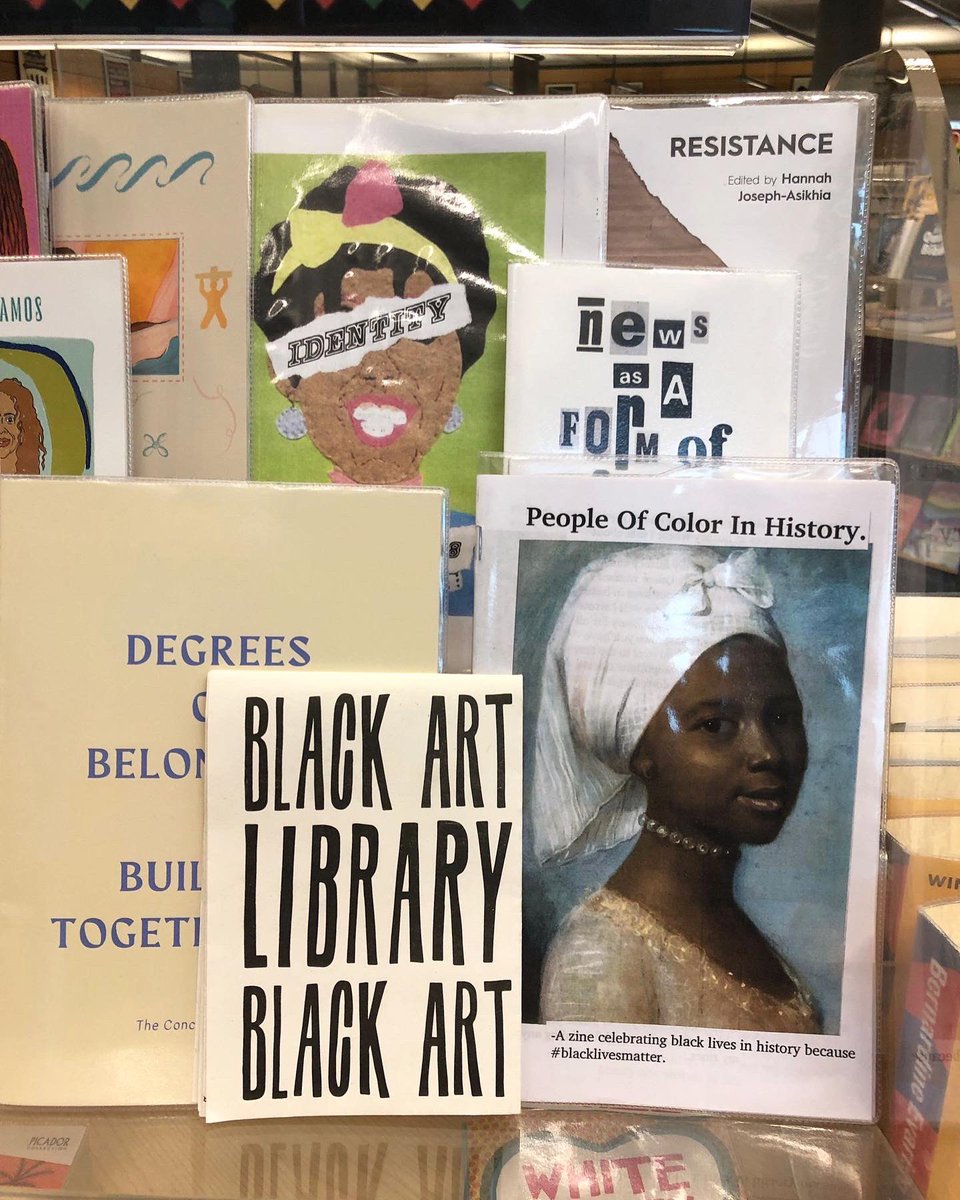 MillenniumLib's tweet photo. We’ve selected some of our favourite zines to celebrate Black zine-makers this #BlackHistoryMonth. 

Find the display of books and #zines on the ground floor of @millenniumlibrary, and read zines by @lisainsansa, Hannah Joseph-Asikhia, @Quarantimah and many other makers. 

#BHM https://t.co/JIjEYCiixJ