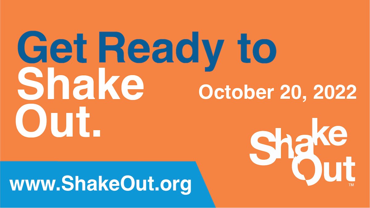 Set your timers! In less than one hour, we're participating in the Great #ShakeOut at 10:20 AM local time to practice earthquake safety! All you have to do is Drop, Cover, and Hold ON! If you still need to register, visit @ShakeOut 👉 shakeout.org/register/