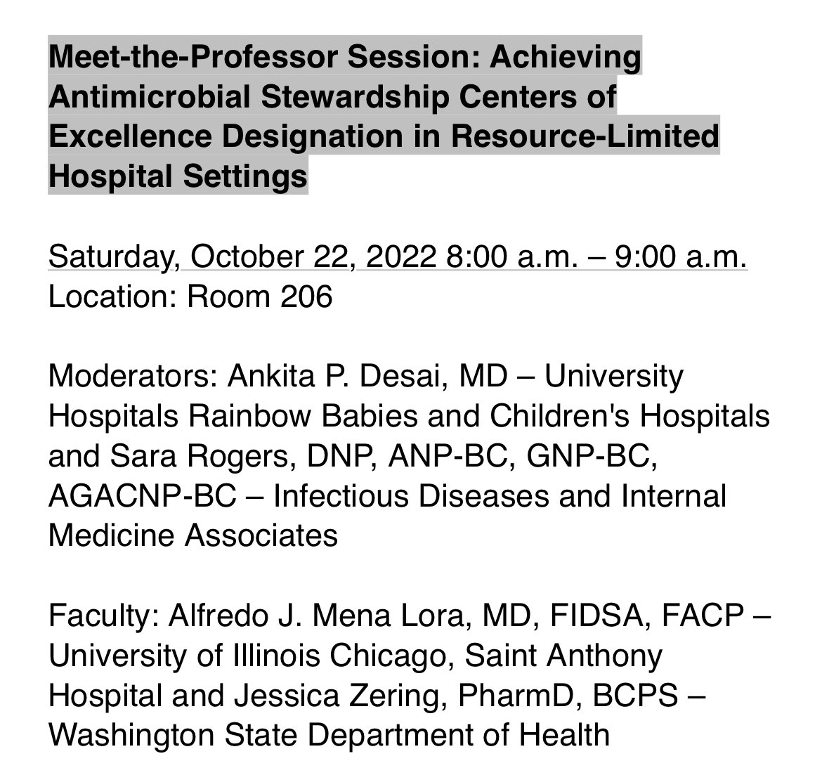 ShiraDoronMD's tweet photo. #IDWeek2022 #stewies! Once youโve stopped by booth 1130 and learned about the benefits of achieving Center of Excellence designation from @IDSAInfo, you may wonder if you have the resources to bring your program to that level of excellence. This talk on Saturday is for you. https://t.co/VJLGhKFBCZ