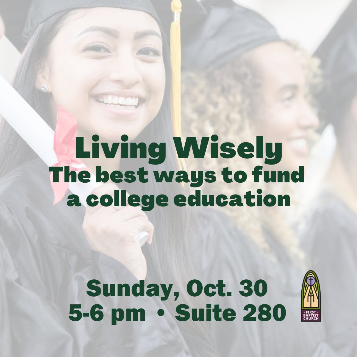 FBCRichmond's tweet photo. You’ve had a baby, is it time to save for college?  Or maybe your child is now a teen, is it too late to save?
What if you want to get a degree?  Join Frankie Butler of True North Advisors for a conversation on how to fund education.  Sunday, Oct. 30 from 5-6 p.m. https://t.co/RgesJcLrYU