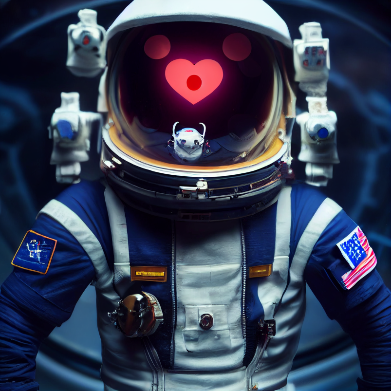 AIgene_NFT's tweet photo. Our text-to-image algorithm generator💻
Artwork about Love, Death&amp;Robots❤️❌🤖 #lovedeathrobots  #AIArtworks #NFT #NFTs #AI
A robotic astronaut in the space ☁️
Picture in the style of CyberPunk🎨 https://t.co/Ac6yqKuQJo
