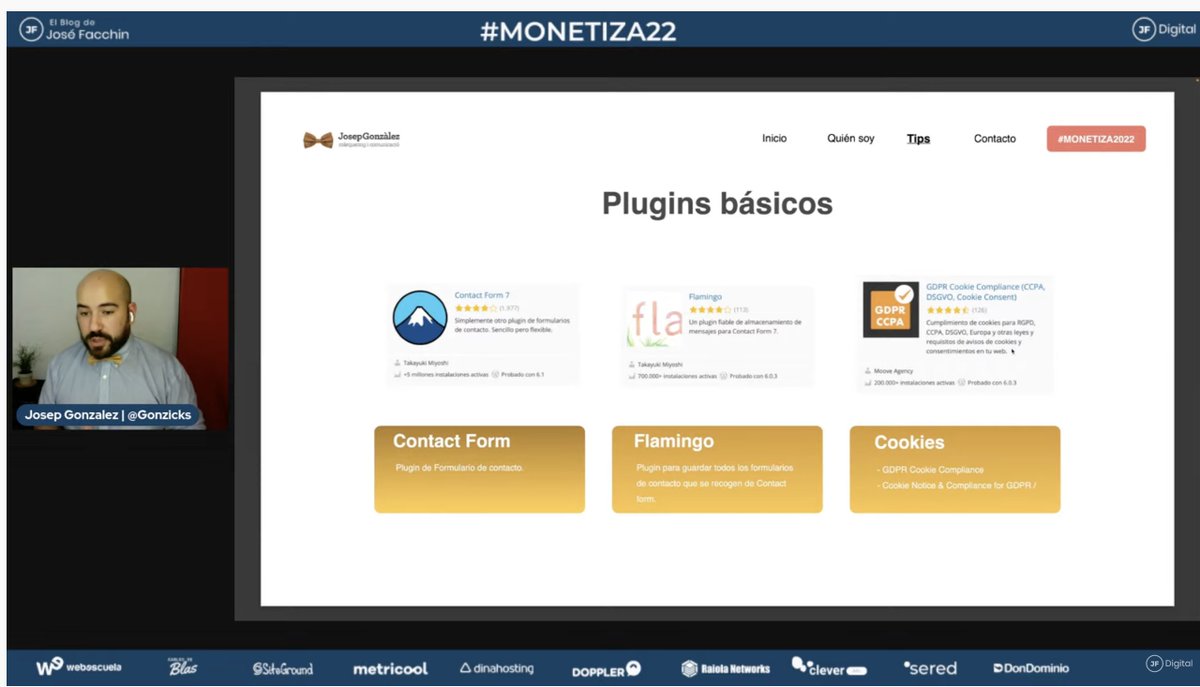 Muy importantes los plugins para el tema legal, los ojos como platos a ver qué nos cuentas!! De momento super ponencia <a href="/gonzicks/">Josep Gonzàlez</a> como era de esperar!! #MONETIZA22 #Monetiza22