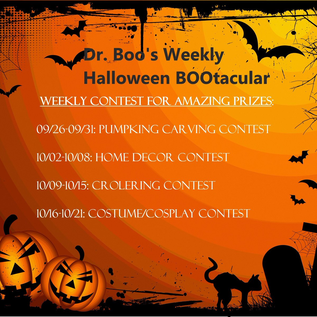 iacreators's tweet photo. BOOtacular Final Contest Update:
We are extending the Halloween Costume/Cosplay final entry date to 10/31/22!!
#crofam #Halloween #BOOtacular https://t.co/55HYc4aj9G