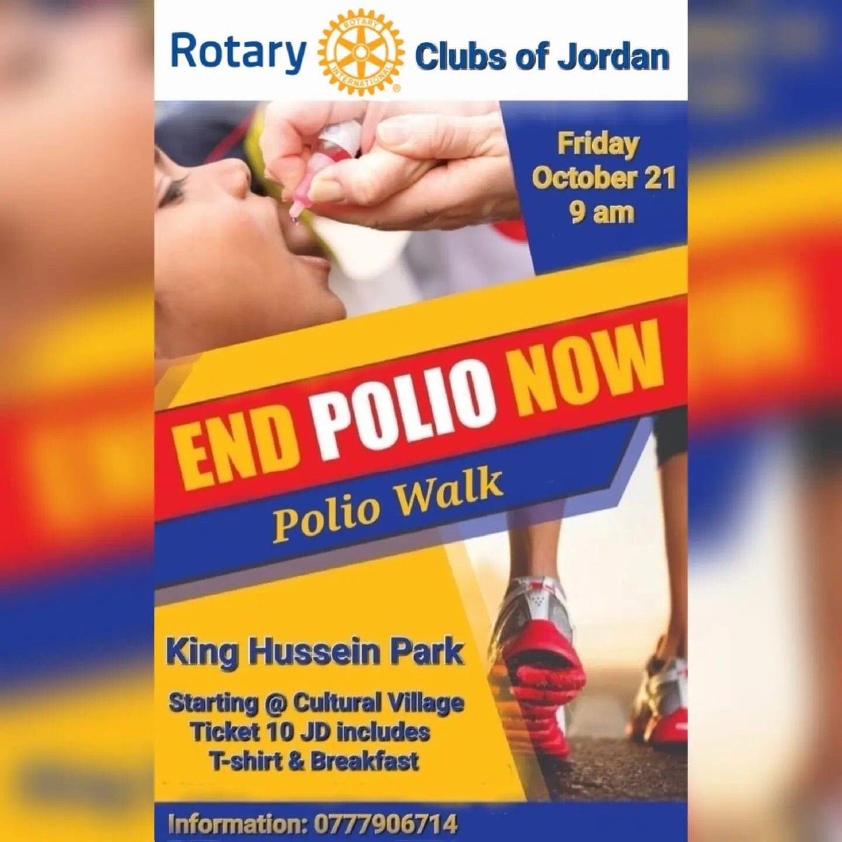 RCAmmanPetra's tweet photo. Join us Friday on our walk to #EndPolioNow and be part of international efforts to eradicate the disease.
#RotaryJordan  #ImagineRotary #RotaryDistrict2452  #PeopleofAction #Rotary   #الروتاري   #RotaryInAction #rotaryinternational @EndPolioNow @Rotary @gatesfoundation https://t.co/wbWqI7YU3m