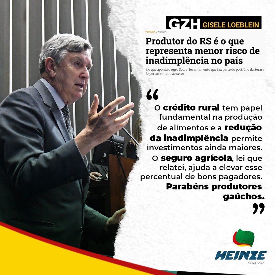 Heinzeoficial's tweet photo. A notícia recortada traduz muito dos passos que, juntos, percorremos em favor da produção de alimentos. Compartilho também a minha visão sobre o assunto😉. Conte comigo!
#HeinzeResolve #ProduçãoRural #SegueOPassoDoHeinze https://t.co/txMcXCs8YT