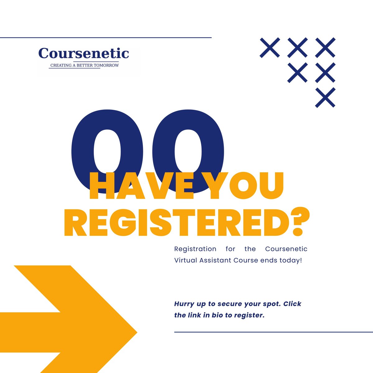 coursenetic's tweet photo. Registration for the Virtual Assistant course ends today.
Click the link in bio to register.
Or visit https://t.co/DOCQjkvNUV
#virtualassistantcourse #coursenetic https://t.co/hghgfYqJCa