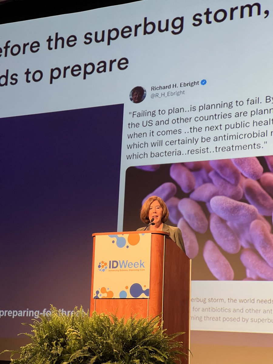 As a leader in the field of #AMR research and stewardship, in this year's #IDWeek2022 Maxwell Finland Lecture Dr. Helen Boucher (@hboucher3) emphasizes the importance of strengthening the pipeline of antibiotics to treat patients. #IDWeek2022
