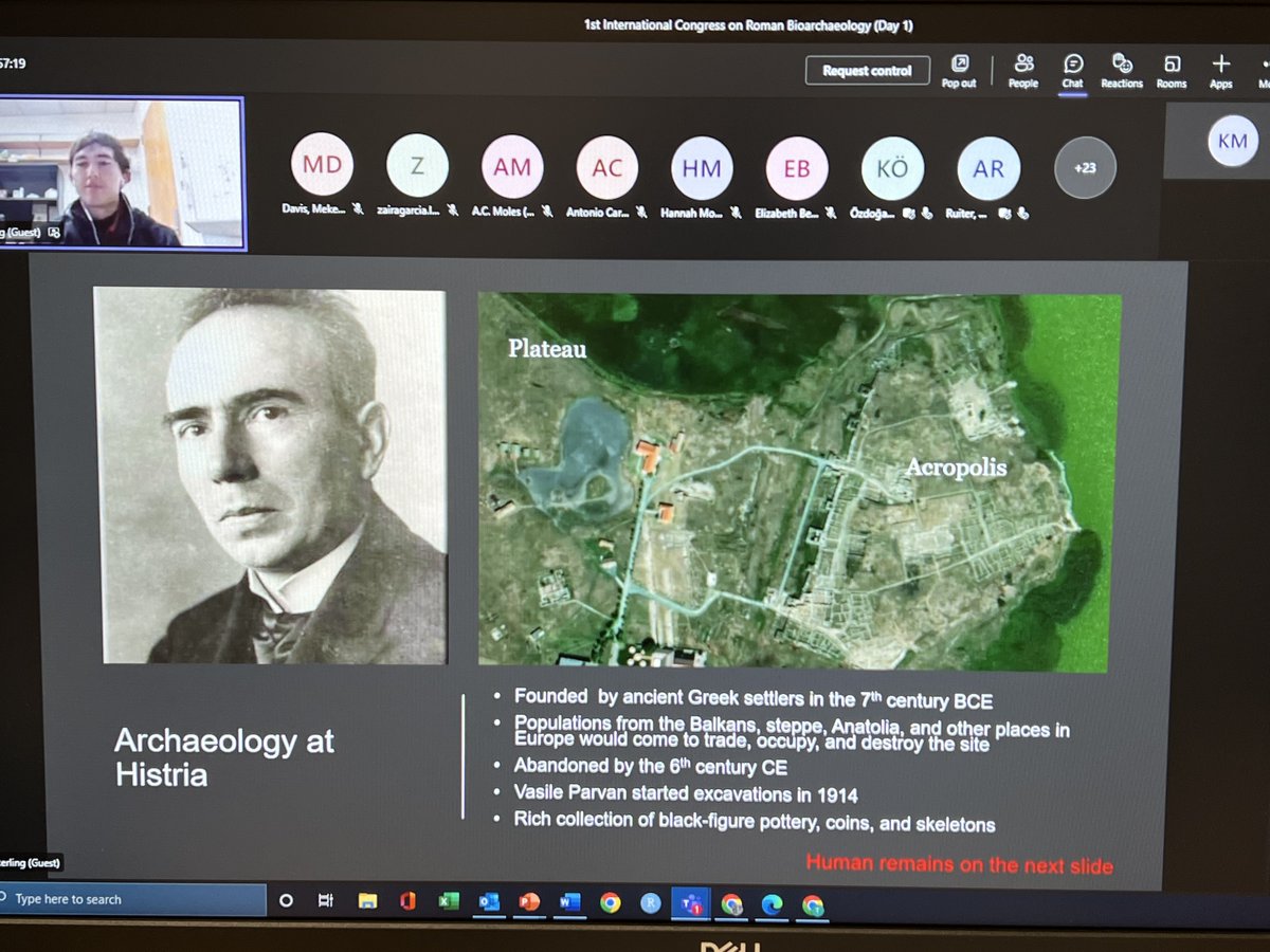Romanbioarch's tweet photo. Sterling Wright speaking now on bimolecular preservation of dental calculus at Histria in modern Romania #ICORB2022 #Romanbioarchaeology #molecularanthropology #RomanRomania https://t.co/Kz7lF3dKaZ