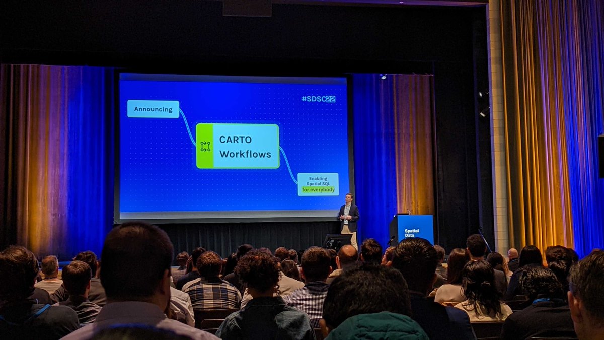 CARTO's tweet photo. Announcing @CARTO Workflows 📣

#SDSC22 https://t.co/gSGVbNs2Kz