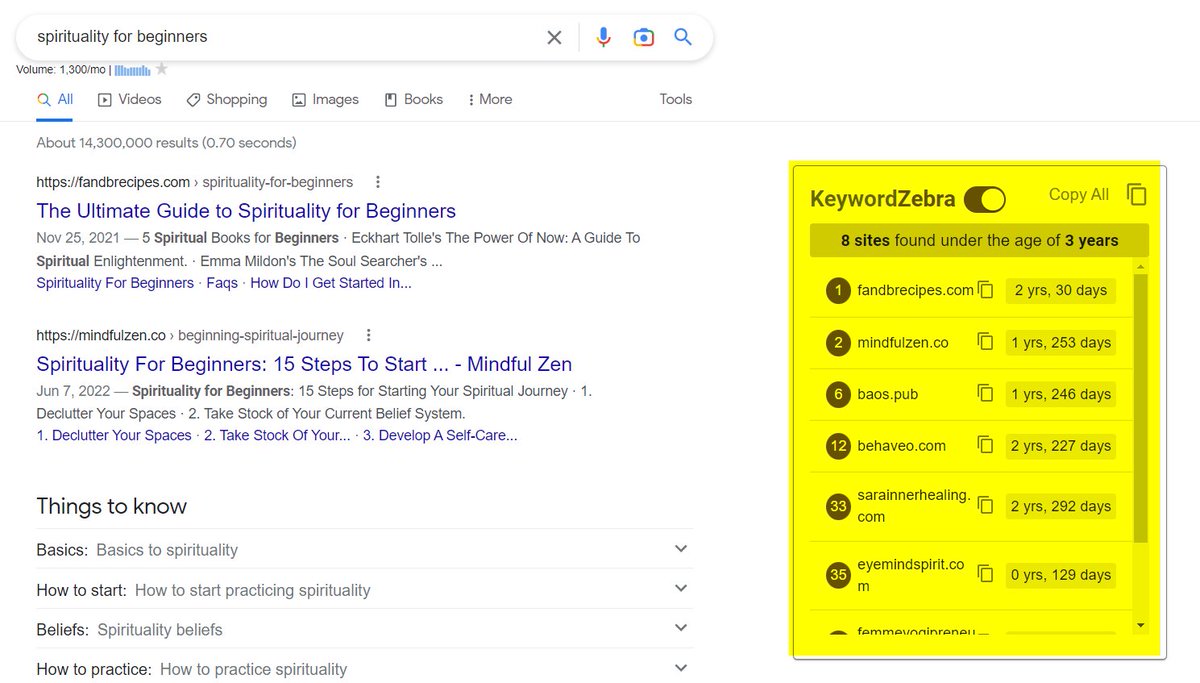 KeywordZebra's tweet image. #KeywordZebra in Action:

1. Niche: Spirituality
2. Difficulty: Medium. Our Tool Found Many New Sites Dominating the First Page of Google. 
3. Challenge: Can be Tricky to Get Expert Writers.
4. Monetization: AdSense and Affiliate
5. Is it worth it? Totally.

#SEO