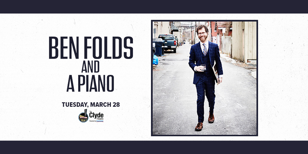ClydeTheatre's tweet photo. Presale ALERT! @BenFolds returns to The Clyde on Tuesday, March 28, 2023. Presale tickets are available now using code CLYDE until 10PM tonight (10/20). This show SOLD OUT last time so don't wait! 

🎟: https://t.co/S0Thda0iFC https://t.co/71Xzidf2zI