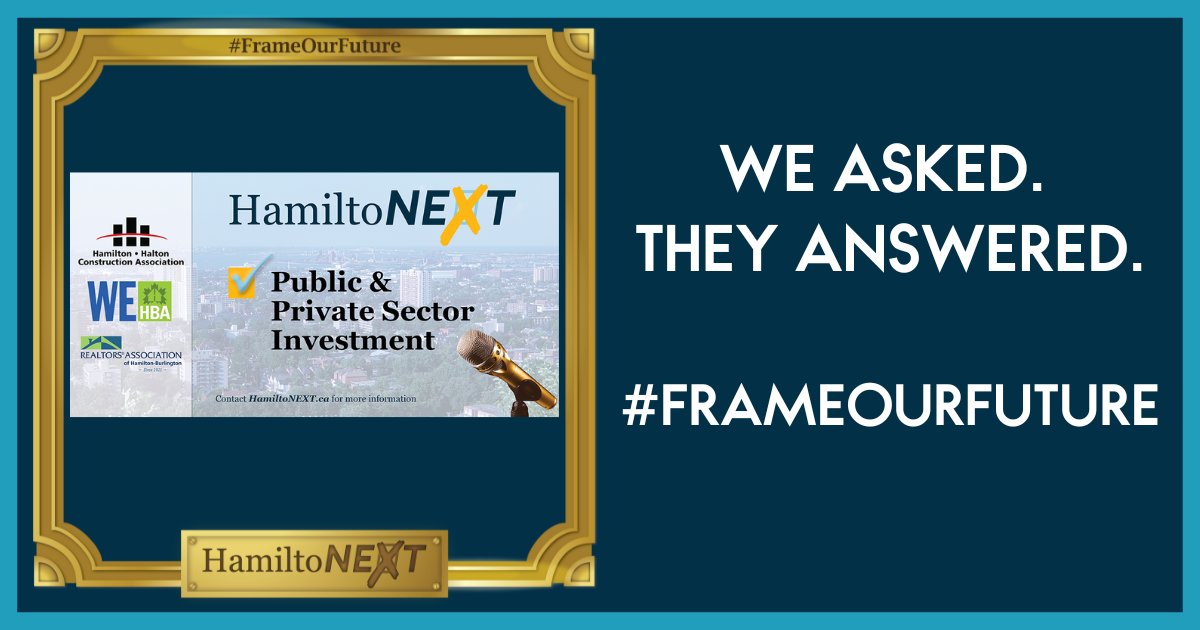 HamiltoNEXTca's tweet photo. At the HamiltoNEXT Mayoral Debate last month we asked candidates what their plan is to attract investment capital, new business and business expansion to #HamOnt. Click the link to see what their platform says! https://t.co/q5fyTlrFHc #HamiltonVotes2022 #yhmvote #FrameOurFuture https://t.co/Tneryesajo