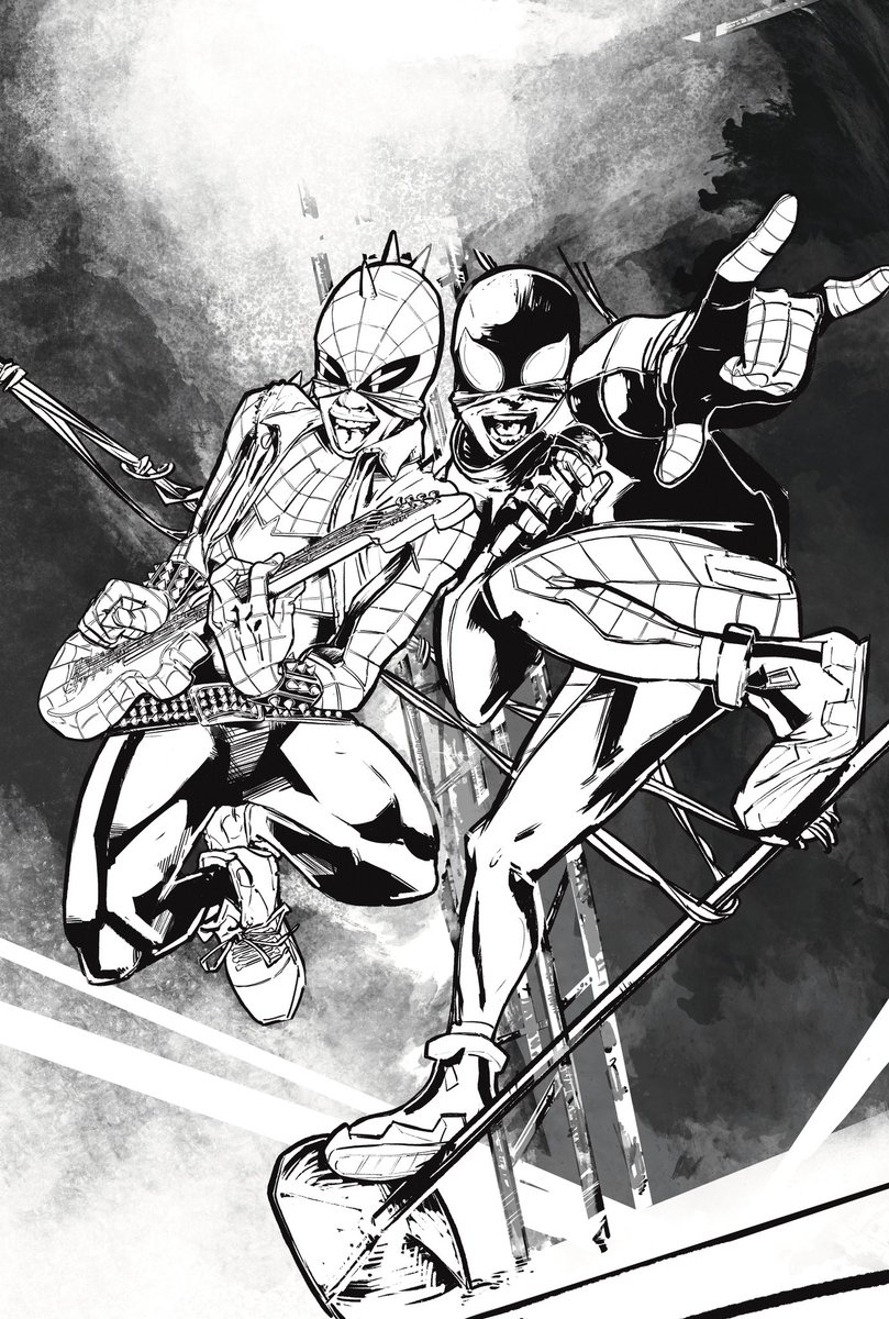 MontenezLowery's tweet photo. There’s three things I love 
- @yayforzig and @justinmasonart  run on Spider-Punk
-@TheChaseConley  raw Spider-Man design
-Making covers
..so why not combine all three? https://t.co/CvvNUFPddv