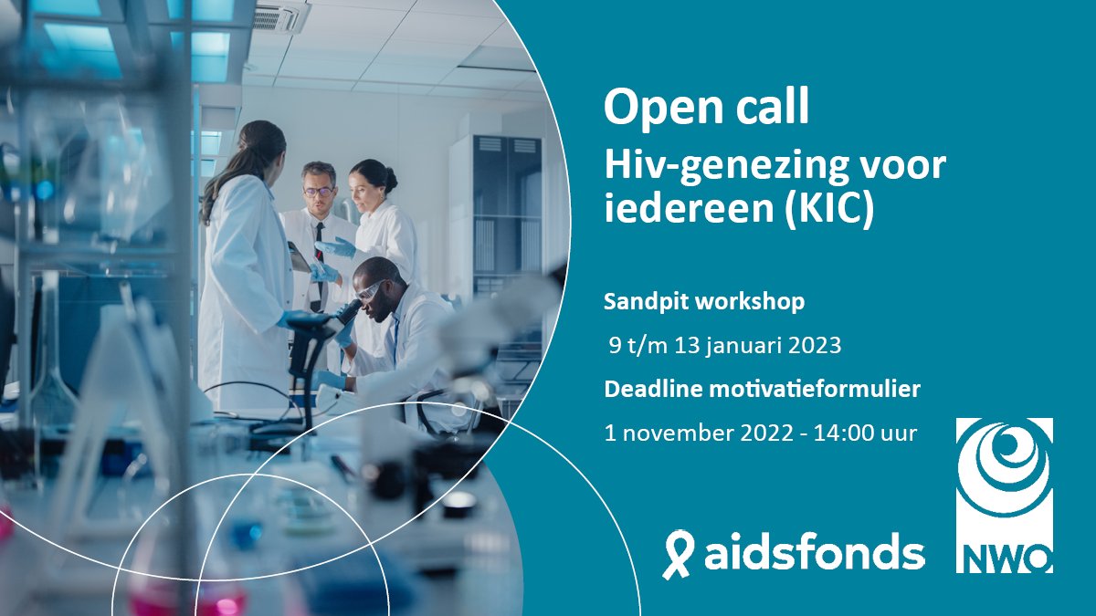 Meld je vóór 1 november aan en help vanuit jouw expertise bij een wereldwijde uitdaging: #hiv genezing. Of je nu sociale wetenschapper, bedrijf of patiënt bent: we zoeken jou. Werk interdisciplinair samen aan de subsidieoproep ‘hiv-genezing voor iedereen’ bit.ly/3e30jtU