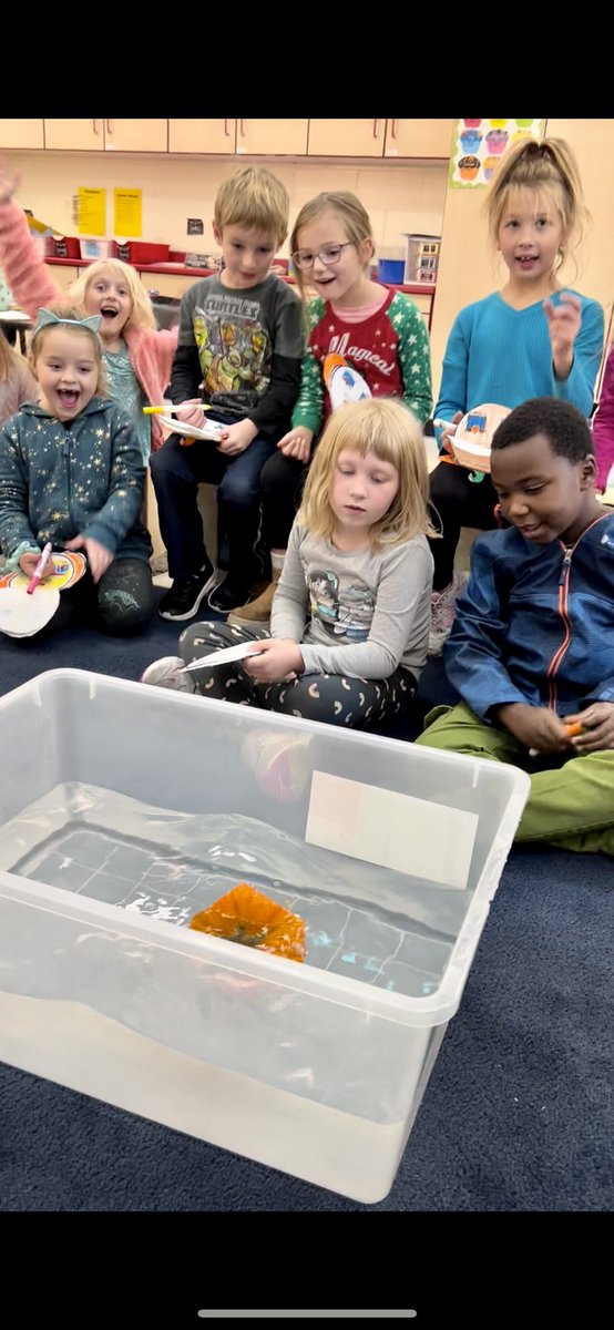 We love science in first grade! Yesterday we did a fun experiment to learn that water is more dense than a pumpkin. A pumpkin (and all of its’ separate parts) FlOAT 🎃 <a href="/Creeksidetweet/">Creekside ECS</a> #NeedToSucceedCECS #WEareLakota