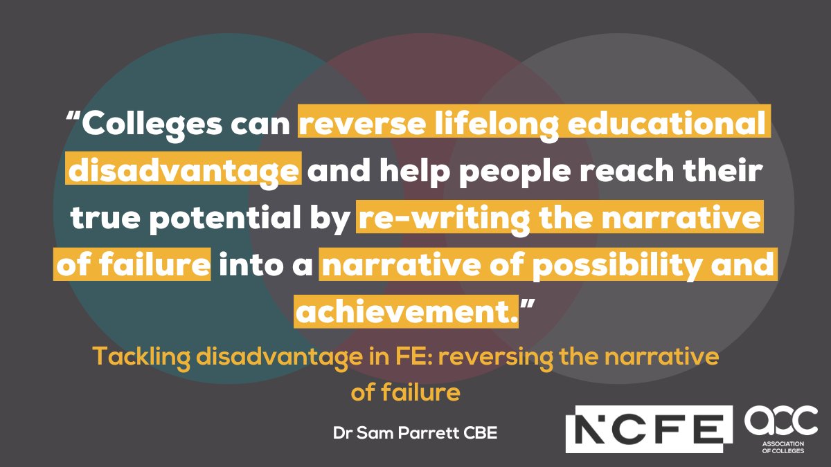 As part of our #ThinkFurther series in partnership with <a href="/NCFE/">NCFE</a>, we have launched a new blog, ‘Tackling disadvantage in FE: reversing the narrative of failure’, by <a href="/samparrett1/">Dr Sam Parrett CBE</a> who talks on the many learners who have battled against disadvantage.
Read more: aoc.co.uk/news-campaigns…