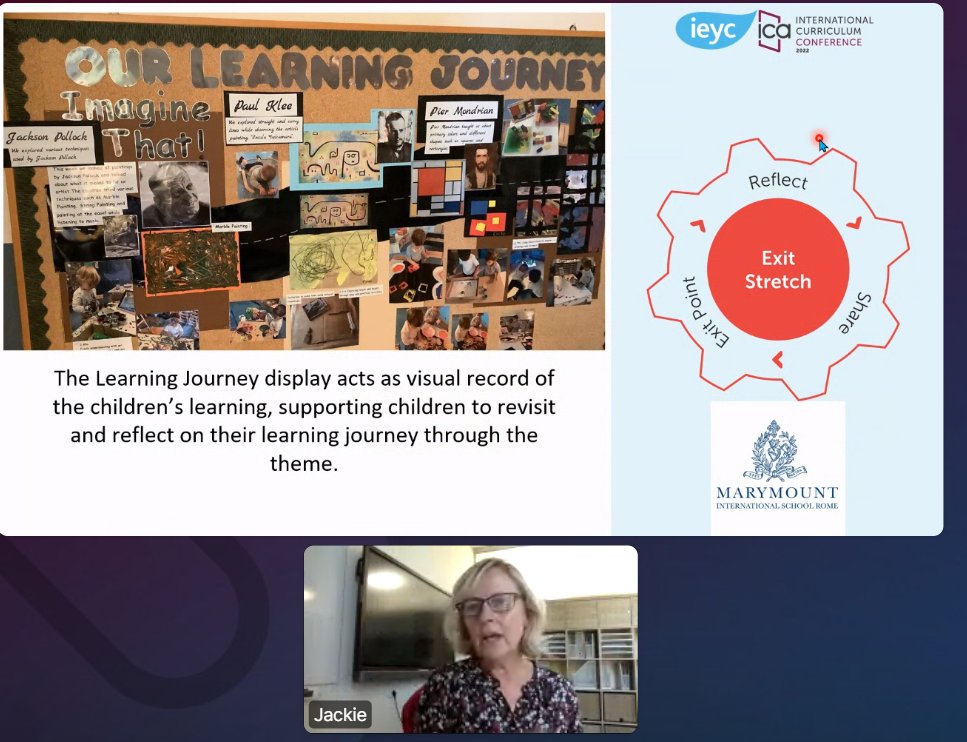 Jackie O'Farrell from Marymount #Internationalschool sharing how they bring a theme to life, with how they implemented #ieyc unit #imaginethat at the International Curriculum Conference #icc22