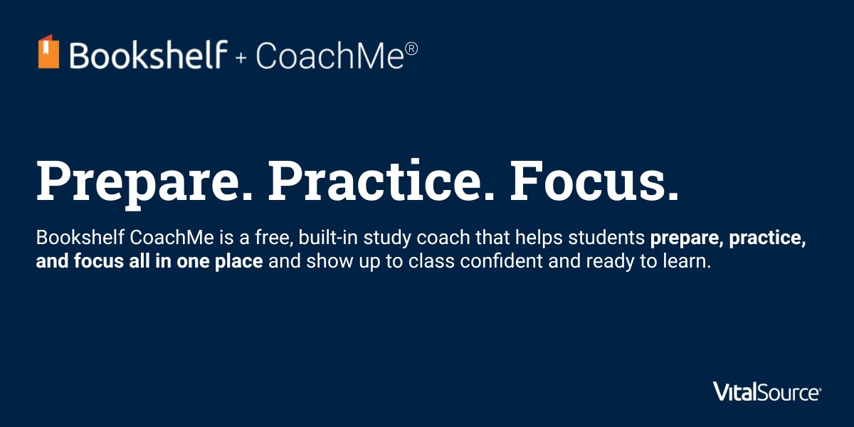 With practice questions and knowledge checks built into the etext, #students are doing more than just reading—they're #learning.  vitalsource.info/3Pgm8np

#EdTech #LearningScience #HigherEducation #HigherEd #BookshelfCoachMe