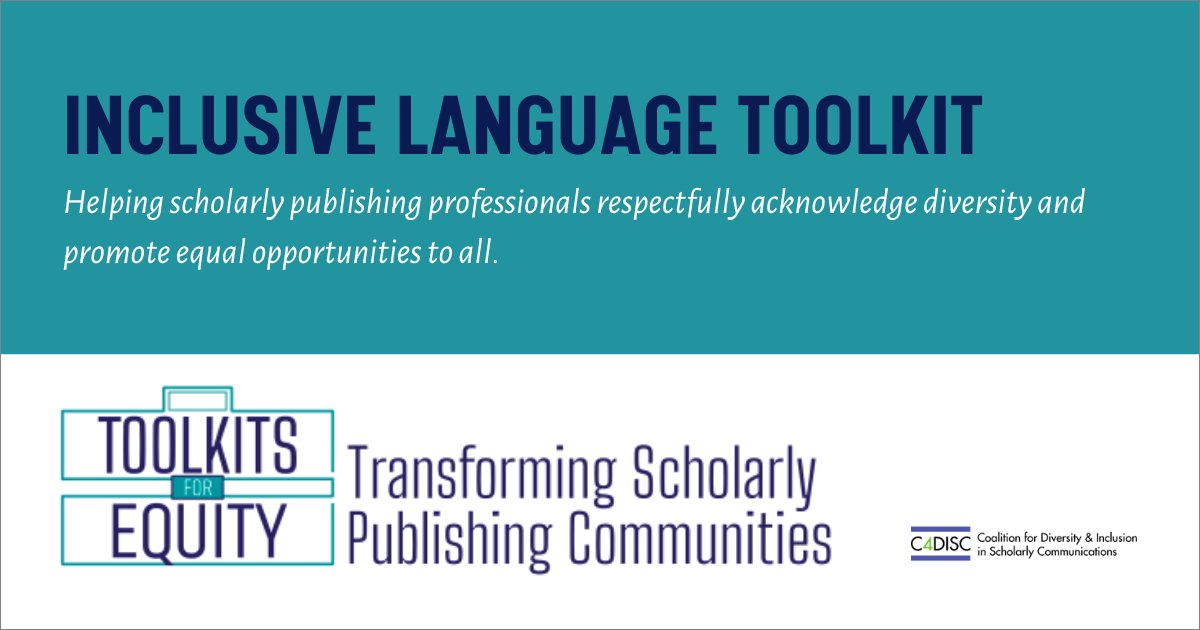 @C4DISC is happy to announce the launch of the Guidelines on Inclusive Language and Images! This tremendous effort by volunteers and intended for all authors, editors, and reviewers recognize the use of language and images that are inclusive and culturally sensitive. #equity