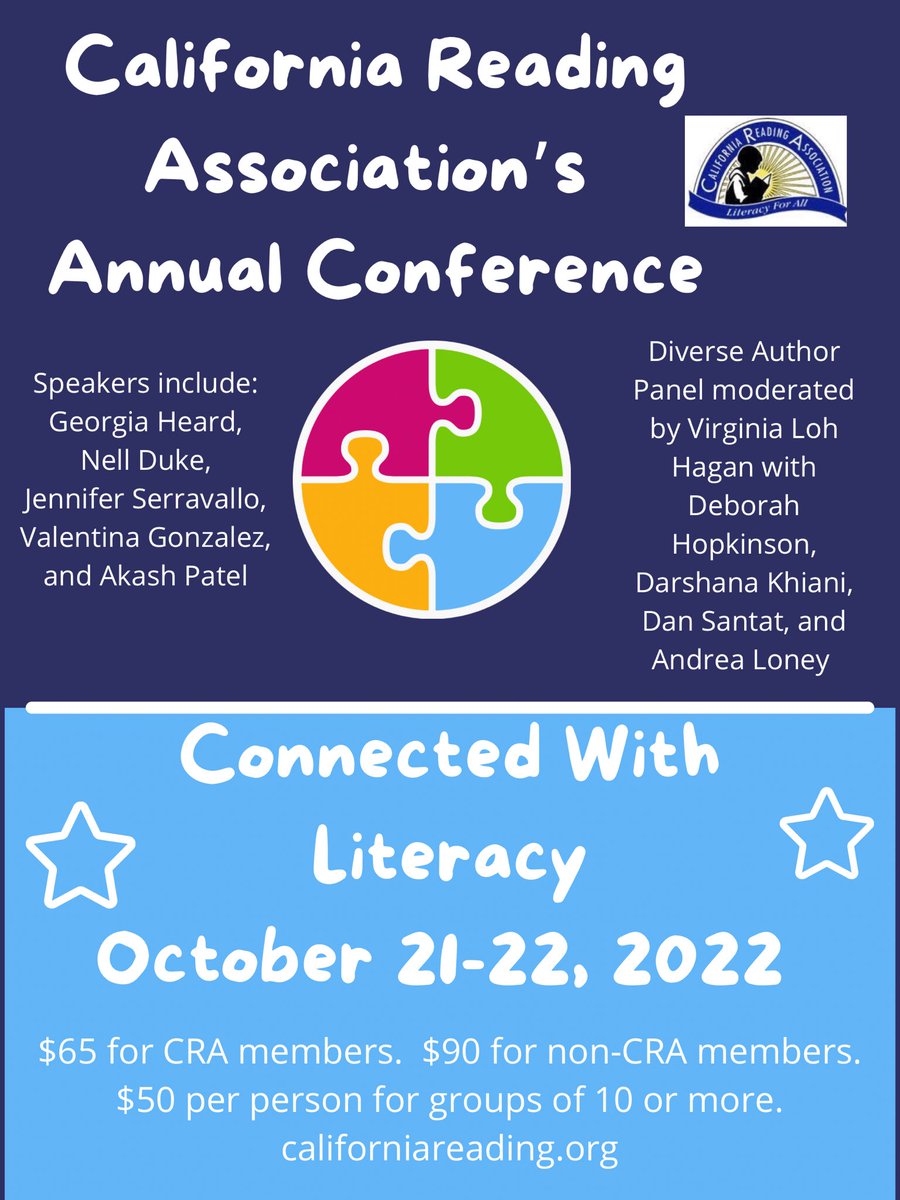 lsummers28's tweet photo. The @CRAreading’s Virtual Two Day Annual Conference starts tomorrow!  Today’s the last day to register, so don’t miss out on our five amazing speakers and four fantastic authors in our Diverse Author panel.  Register online at https://t.co/LUrv1Ew09M.  #CRA22Connect https://t.co/QyngpUxqAh
