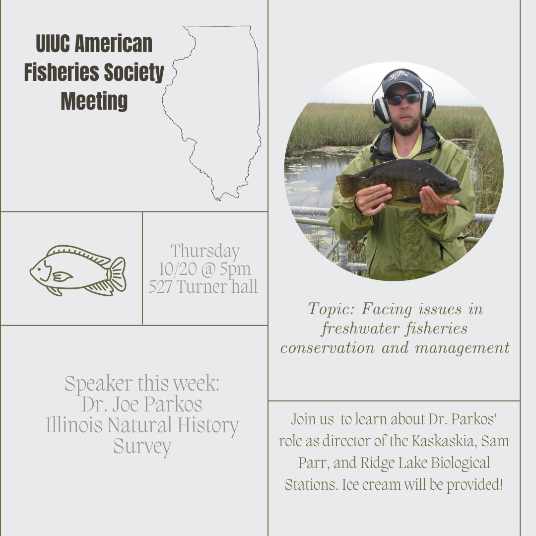 Join us for our meeting tonight at 5pm in 527 Turner Hall! Guest speaker: Dr. Joe Parkos with the Illinois Natural History Survey.

We hope to see you there!