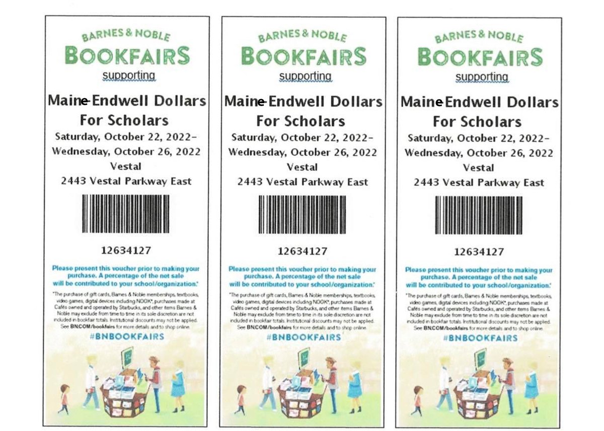 Show your support for M-E Dollars for Scholars AND start your holiday shopping at our upcoming B&amp;N Book Fair! Can’t go in person? You can shop online too! Pick up a voucher in-store or show this one at checkout. 💙💛 #SpartanSpirit