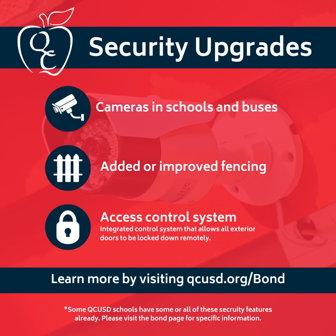 qcusd's tweet photo. This week is #SafeSchoolsWeek. Student safety is our priority. Find out how we’re planning security upgrades to protect the #FutureofQCUSD
Learn more: https://t.co/MHpc89SP5G https://t.co/mPyRQBe8Jx
