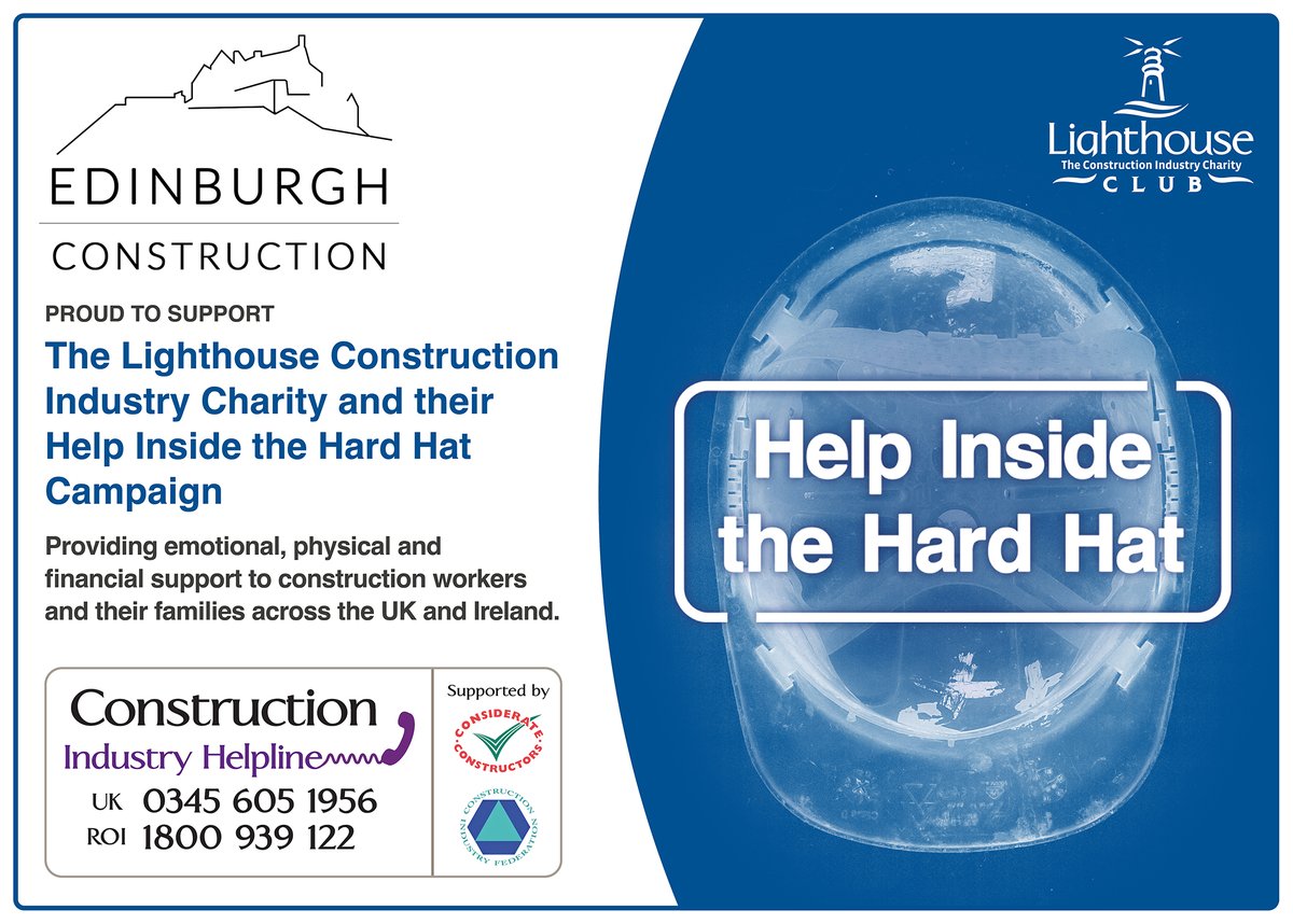 Thank you to @EdinburghConst2 for showing our #charity your continued support. All of us in the #constructionindustry thank you for choosing to Help Inside the Hard Hat. #mentalhealth #HITHH