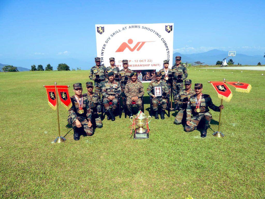 trishakticorps's tweet photo. "Excellence in all Spheres"

4th Inter-Div Skill at Arms Competition at Mhow

#TrishaktiCorps-1st among all Corps
Out of 38 teams, #StrikingLionDiv-1st Runners up, #BlackCatDiv-4th, #KirpanDiv-5th. #StrikingLionDiv-Team &amp; Indl Gold with record in Slow Match

@adgpi 
@easterncomd https://t.co/Xowj24r0cN
