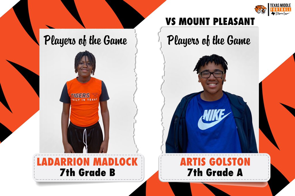 7th Grade add two more wins Monday vs Mt. Pleasant!! 7th Grade B won 22-8 and 7th Grade A won 14-8!! These are our players of the game for each